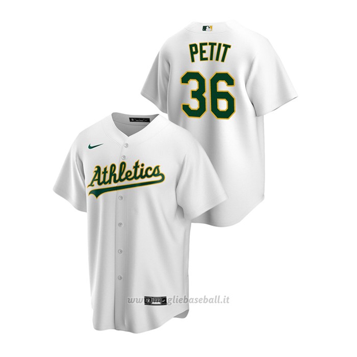 Maglia Baseball Uomo Oakland Athletics Yusmeiro Petit Replica Primera Bianco